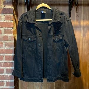 Black distressed H&M jean jacket